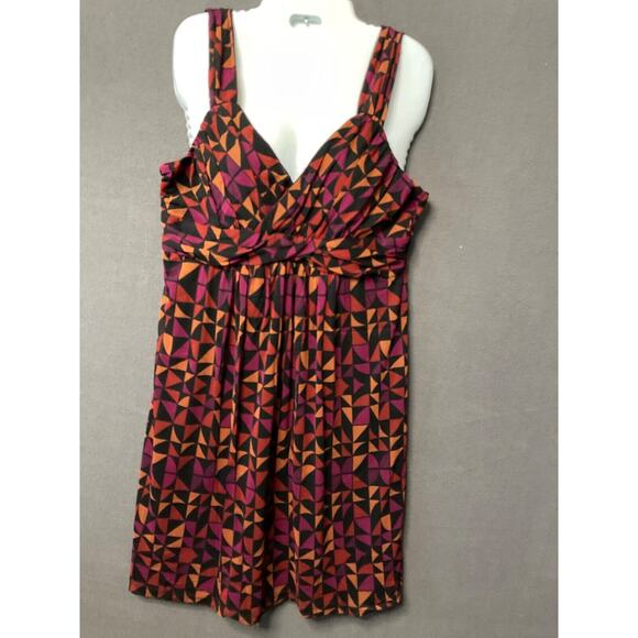 Apt. 9 Women's Sleeveless Geometric Sundress Size L Nylon Blend Retro Chic - Picture 1 of 8